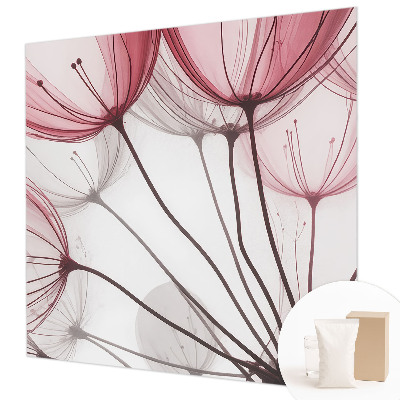 Wall mural for bedroom with floral silhouettes