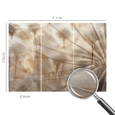 Photo wall mural with a subtle dandelion motif