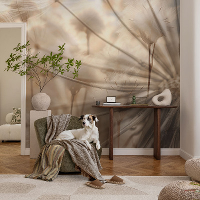 Photo wall mural with a subtle dandelion motif