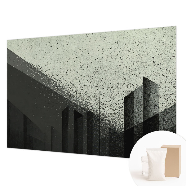 Wall mural for bedroom with a city geometry design