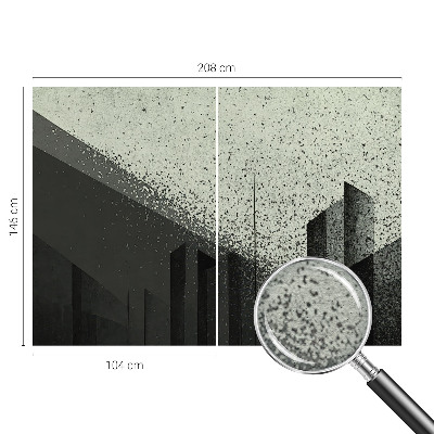 Wall mural for bedroom with a city geometry design