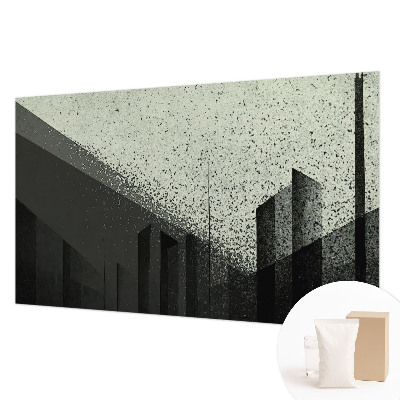 Wall mural for bedroom with a city geometry design