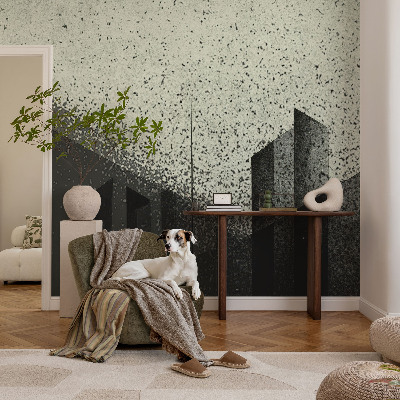 Wall mural for bedroom with a city geometry design
