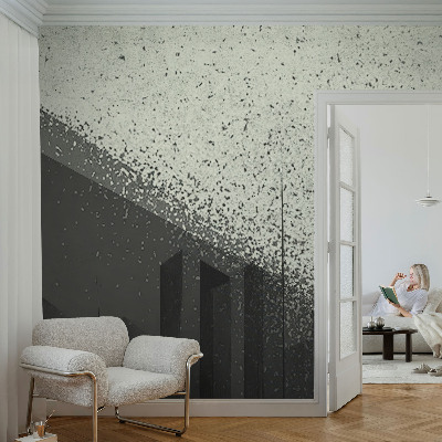 Wall mural for bedroom with a city geometry design