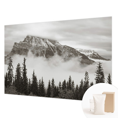 Wall mural for living room with a mountain landscape design