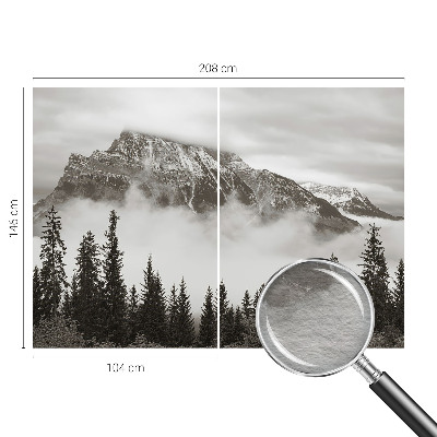 Wall mural for living room with a mountain landscape design