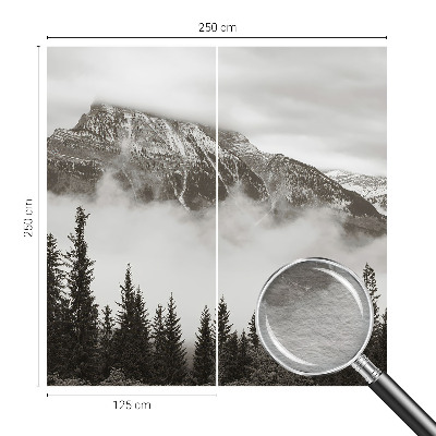 Wall mural for living room with a mountain landscape design