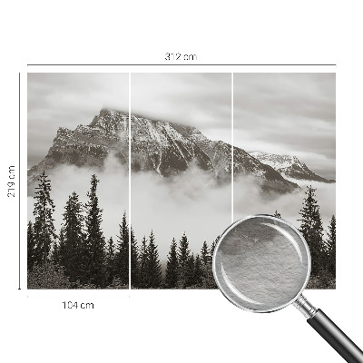 Wall mural for living room with a mountain landscape design