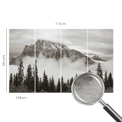 Wall mural for living room with a mountain landscape design