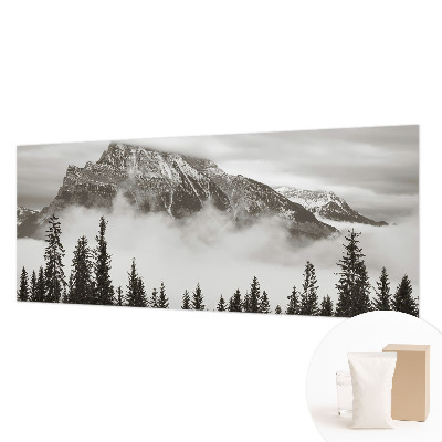 Wall mural for living room with a mountain landscape design