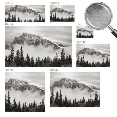 Wall mural for living room with a mountain landscape design