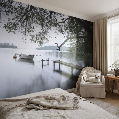 Bedroom wall mural wallpaper with a calm lake design