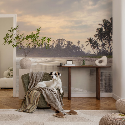 Wallpaper mural for living room with a beach morning scene