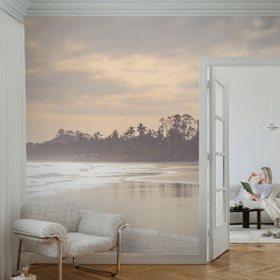 Wallpaper mural for living room with a beach morning scene