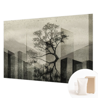Large wall mural wallpaper with a raw, elegant design