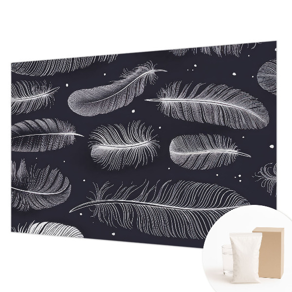 Custom size wall mural with a subtle feather pattern