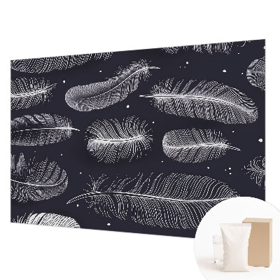 Custom size wall mural with a subtle feather pattern