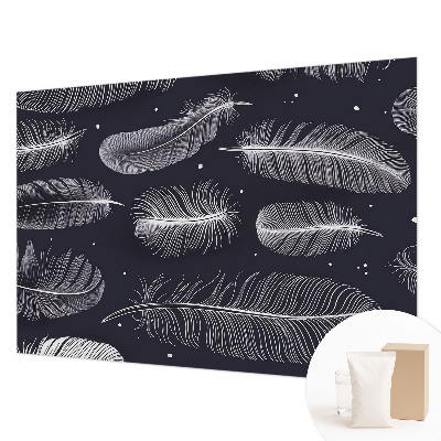 Custom size wall mural with a subtle feather pattern