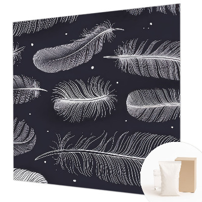 Custom size wall mural with a subtle feather pattern