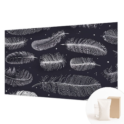 Custom size wall mural with a subtle feather pattern