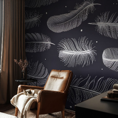 Custom size wall mural with a subtle feather pattern