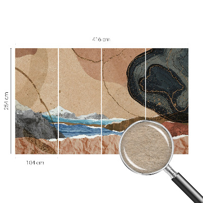 Modern wall mural for living room with an abstract landscape design
