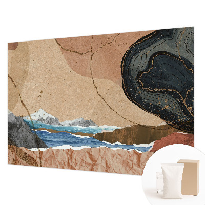Modern wall mural for living room with an abstract landscape design