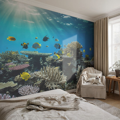 Modern wall mural for bedroom with an underwater world motif