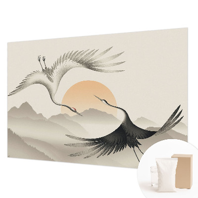 Premium wall mural for bedroom featuring an East Cranes design