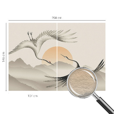 Premium wall mural for bedroom featuring an East Cranes design
