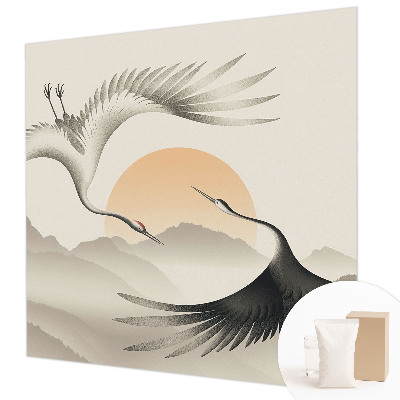 Premium wall mural for bedroom featuring an East Cranes design