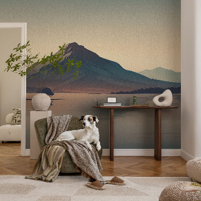 Wallpaper mural featuring a mountain landscape