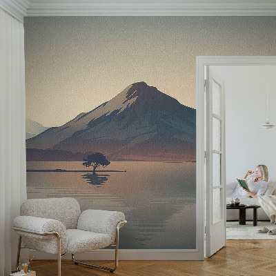 Wallpaper mural featuring a mountain landscape