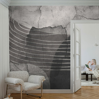 Wall mural for bedroom with an abstract linear pattern