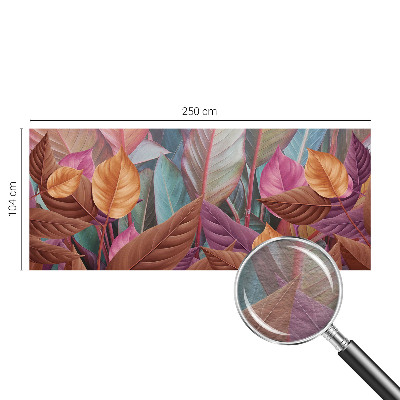 Bedroom wall mural wallpaper with a colorful leaves design