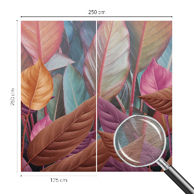 Bedroom wall mural wallpaper with a colorful leaves design