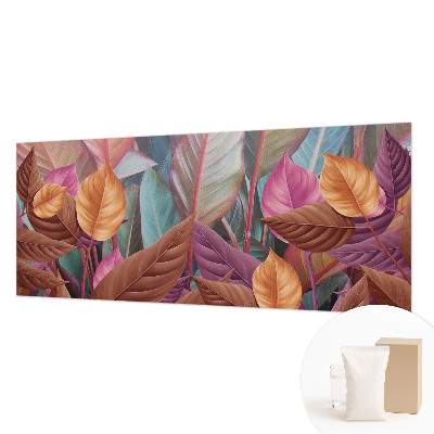 Bedroom wall mural wallpaper with a colorful leaves design