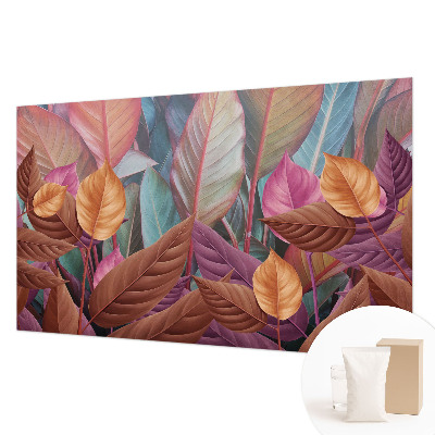 Bedroom wall mural wallpaper with a colorful leaves design