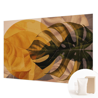 Large wall mural with an abstract leaves design