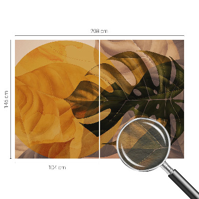 Large wall mural with an abstract leaves design