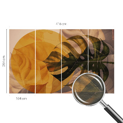 Large wall mural with an abstract leaves design
