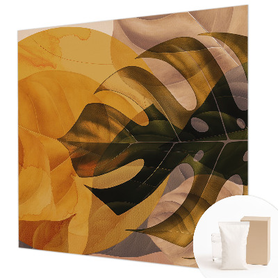 Large wall mural with an abstract leaves design