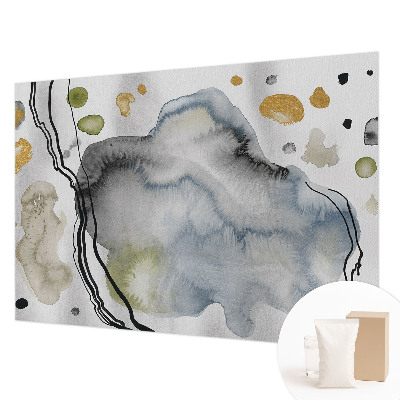 Large wallpaper mural with an abstract watercolor design