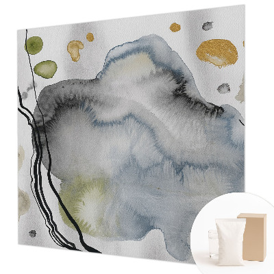 Large wallpaper mural with an abstract watercolor design