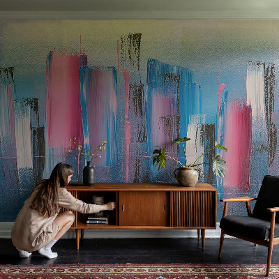 Modern wall mural with an abstract striped design