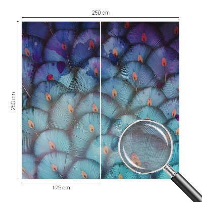 Custom size wall mural with a colorful feathers design