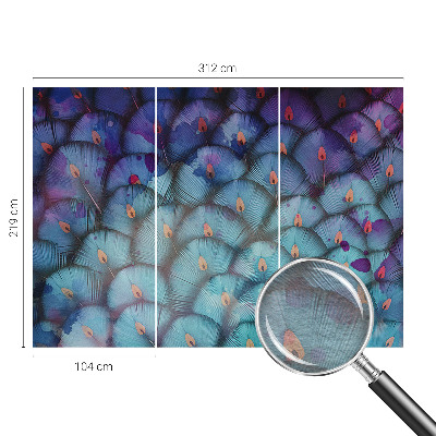 Custom size wall mural with a colorful feathers design