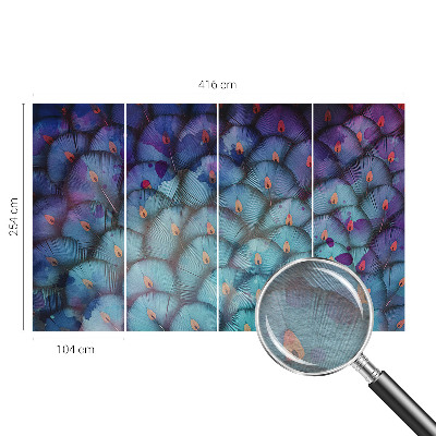 Custom size wall mural with a colorful feathers design