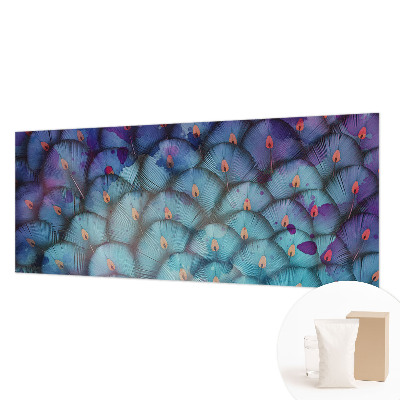 Custom size wall mural with a colorful feathers design