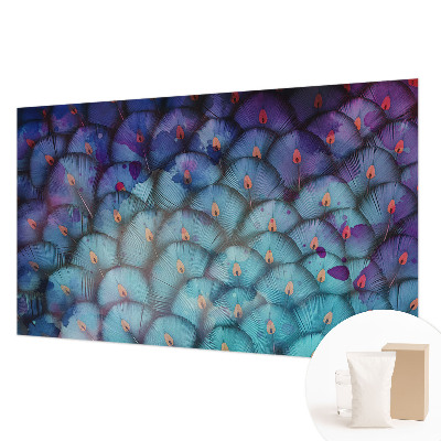 Custom size wall mural with a colorful feathers design